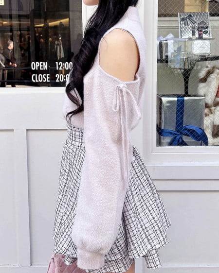 INGNI（イング） 肩開きラメフェザーニット ﾋﾟﾝｸ