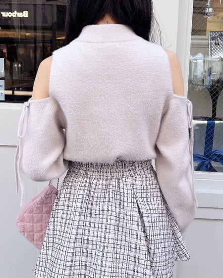 INGNI（イング） 肩開きラメフェザーニット ﾋﾟﾝｸ