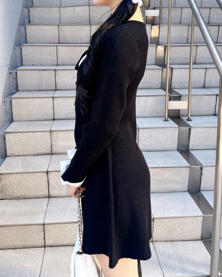 INGNI（イング） シャツドッキングニットワンピース ｸﾛ