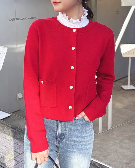 INGNI（イング） 金ボタンスポンディッシュニットカーディガン ｱｶ