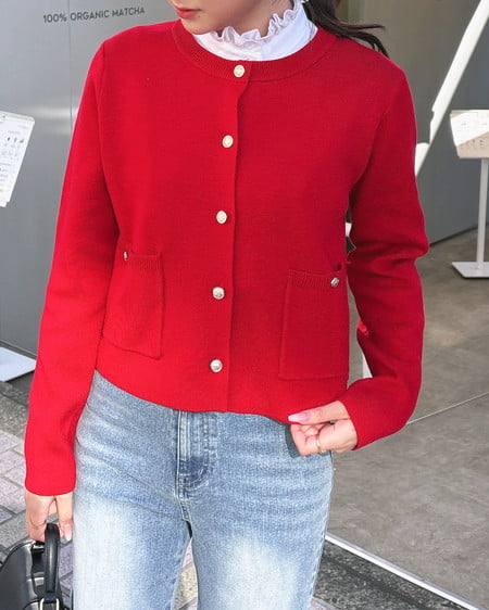 INGNI（イング） 金ボタンスポンディッシュニットカーディガン ｱｶ