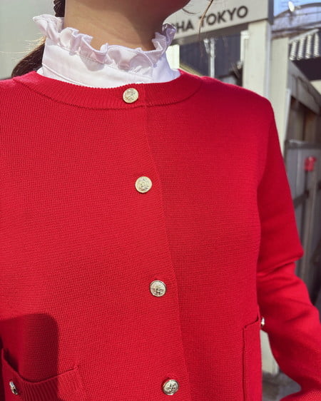 INGNI（イング） 金ボタンスポンディッシュニットカーディガン ｱｶ