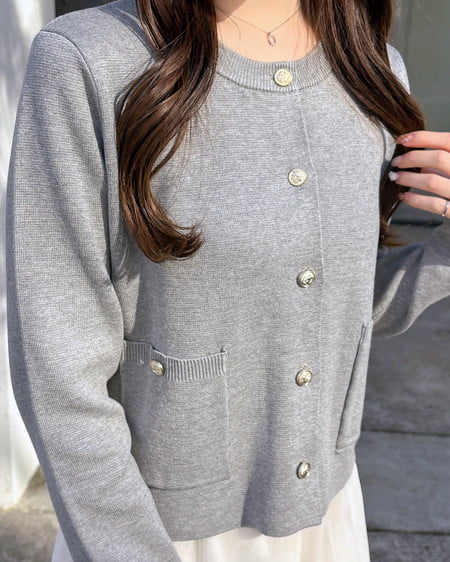 INGNI（イング） 金ボタンスポンディッシュニットカーディガン ｸﾞﾚｰ