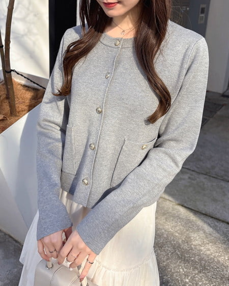 INGNI（イング） 金ボタンスポンディッシュニットカーディガン ｸﾞﾚｰ