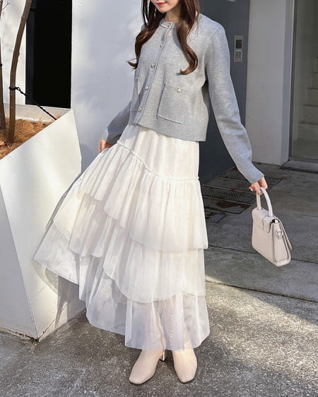 INGNI（イング） 金ボタンスポンディッシュニットカーディガン ｸﾞﾚｰ