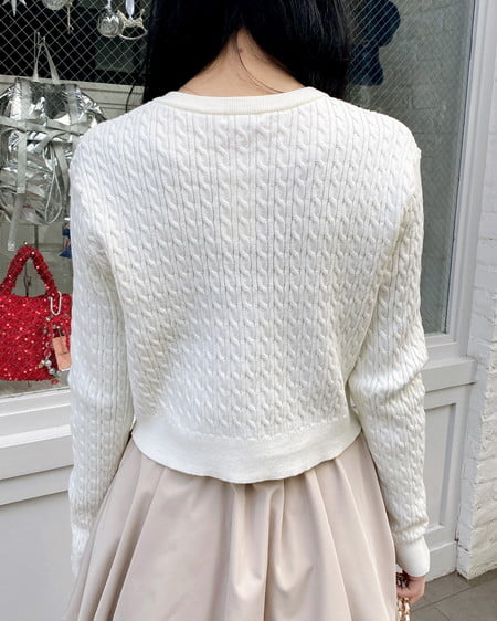 INGNI（イング） 金ボタンケーブルニットカーディガン ｵﾌﾎﾜｲﾄ