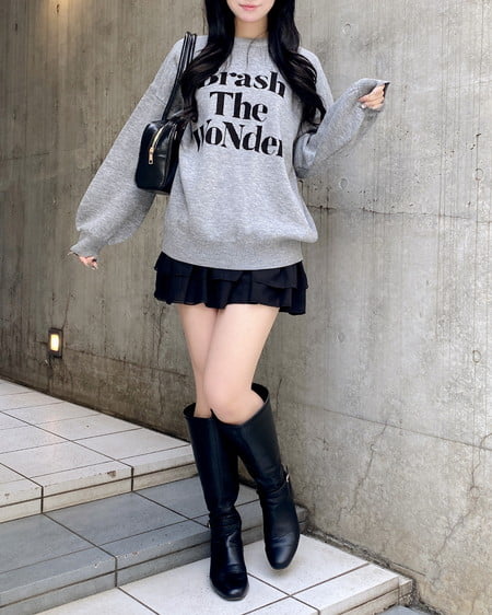 INGNI（イング） 3段ロゴニット ｸﾞﾚｰ/ｸﾛ