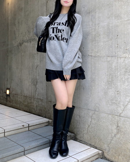 INGNI（イング） 3段ロゴニット ｸﾞﾚｰ/ｸﾛ