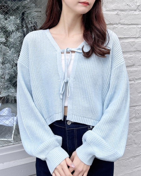 【12／25までの限定価格】【WEB限定】Vネック2つリボンニットカーディガン