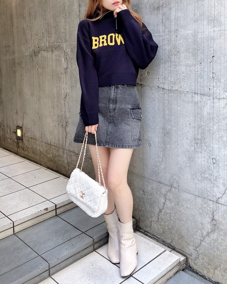 INGNI（イング） ハーフジップショート丈ロゴニット ｺﾝ/ﾏｽﾀｰﾄﾞ