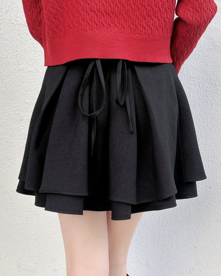 INGNI（イング） バックレースアップタックフレアスカート ｸﾛ