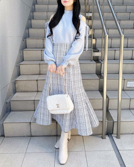 INGNI（イング） バックレースアップツイードマーメイドスカート ｵﾌｸﾛ/ﾂｲｰﾄﾞ