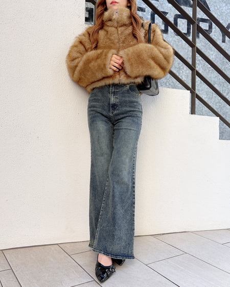 INGNI（イング） フロントジップスタンドカラーエコファーコート ﾌﾞﾗｳﾝ/ﾐｯｸｽ