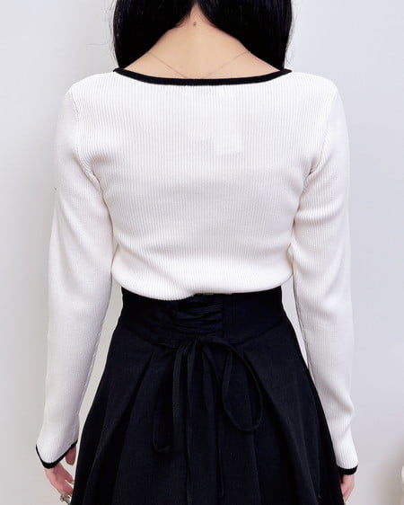 INGNI（イング） デコルテオープンリブニット ｵﾌﾎﾜｲﾄ/ｸﾛ