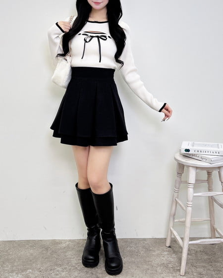 INGNI（イング） デコルテオープンリブニット ｵﾌﾎﾜｲﾄ/ｸﾛ