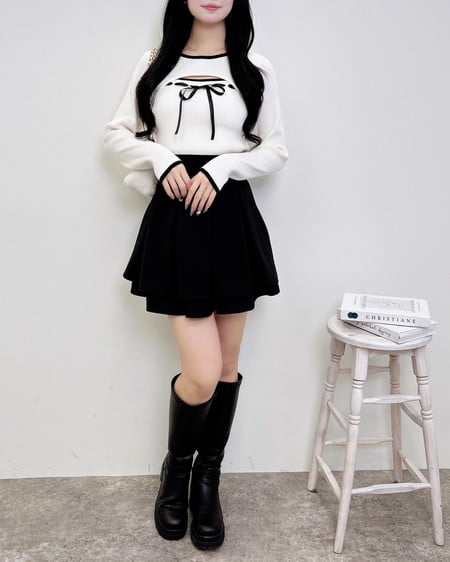 INGNI（イング） デコルテオープンリブニット ｵﾌﾎﾜｲﾄ/ｸﾛ