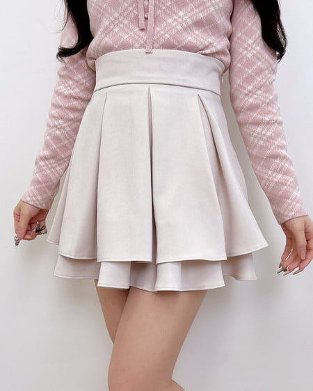 INGNI（イング） バックレースアップタックフレアスカート ﾗｲﾄﾍﾞｰｼﾞｭ