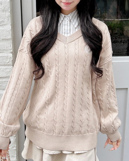 INGNI（イング） シャツドッキングVネックニット ﾍﾞｰｼﾞｭ