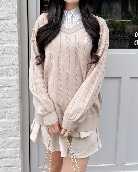 INGNI（イング） シャツドッキングVネックニット ﾍﾞｰｼﾞｭ