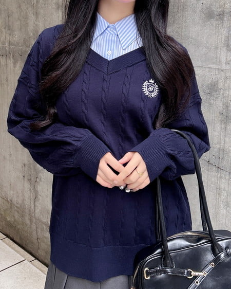 シャツドッキングVネックニット