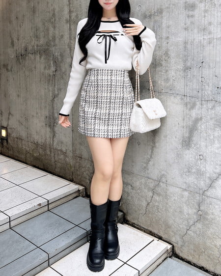 INGNI（イング） デコルテオープンリブニット ｵﾌﾎﾜｲﾄ/ｸﾛ