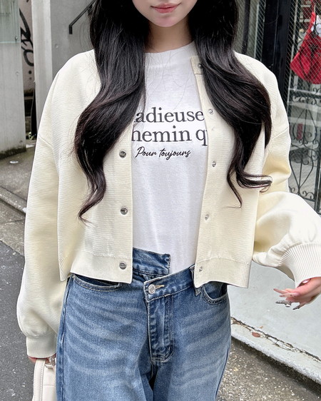 【12／31までの限定価格】ショート丈スポンディッシュニットカーディガン