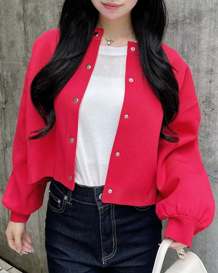 【12／31までの限定価格】ショート丈スポンディッシュニットカーディガン