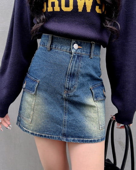 INGNI(イング) アソート柄カーゴミニスカート デニム/コン