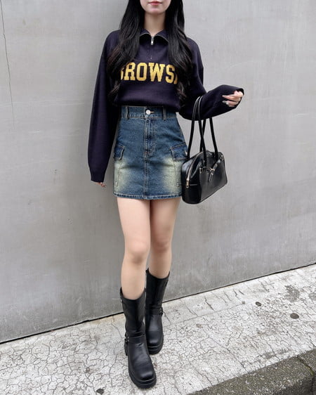 INGNI(イング) アソート柄カーゴミニスカート デニム/コン