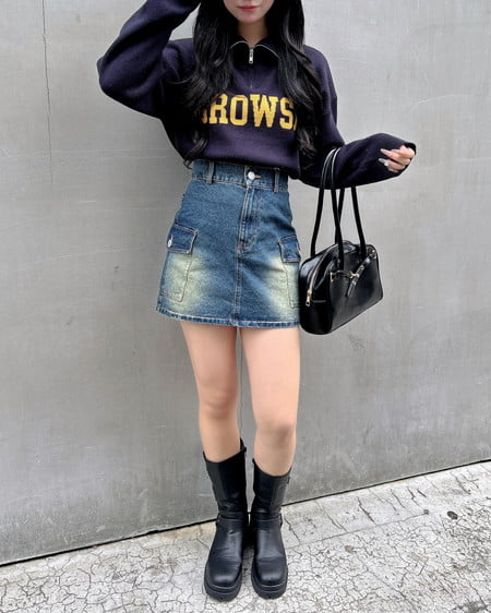 INGNI(イング) アソート柄カーゴミニスカート デニム/コン