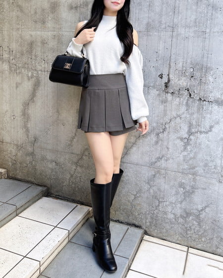 INGNI（イング） レイヤードボックスプリーツスカパン ｸﾞﾚｰ