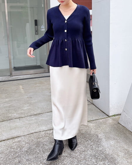 INGNI(イング) 金ボタンペプラムニットカーディガン コン