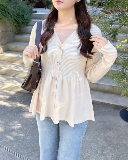 INGNI（イング） 金ボタンペプラムニットカーディガン ｱｲﾎﾞﾘｰ