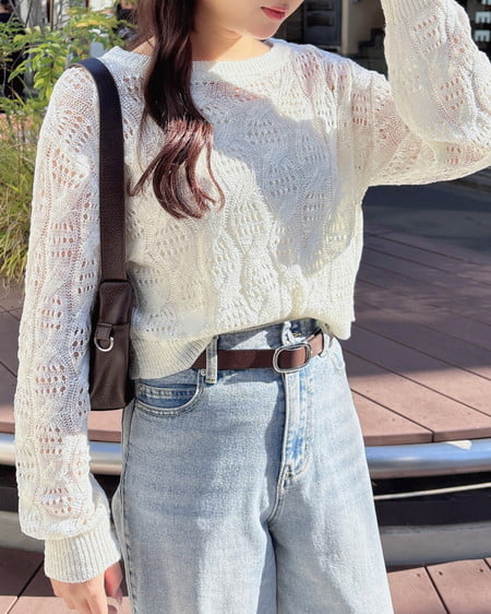 INGNI（イング） 透かし編みニットプルオーバー ｱｲﾎﾞﾘｰ