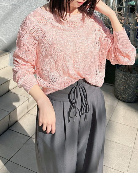 INGNI（イング） 透かし編みニットプルオーバー ﾋﾟﾝｸ