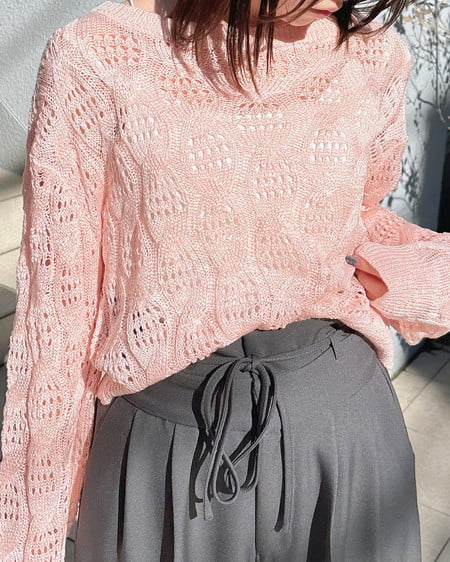 INGNI（イング） 透かし編みニットプルオーバー ﾋﾟﾝｸ