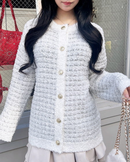 INGNI（イング） ラメツイードニットカーディガン ｸﾞﾚｰｼﾞｭ/ｵﾌﾎﾜｲﾄ