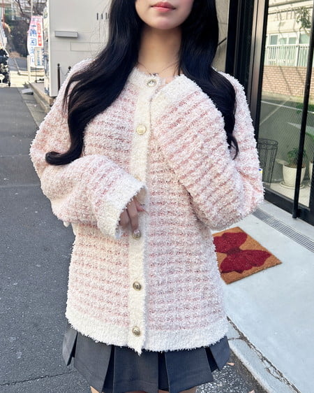 INGNI（イング） ラメツイードニットカーディガン ﾋﾟﾝｸ/ｵﾌﾎﾜｲﾄ