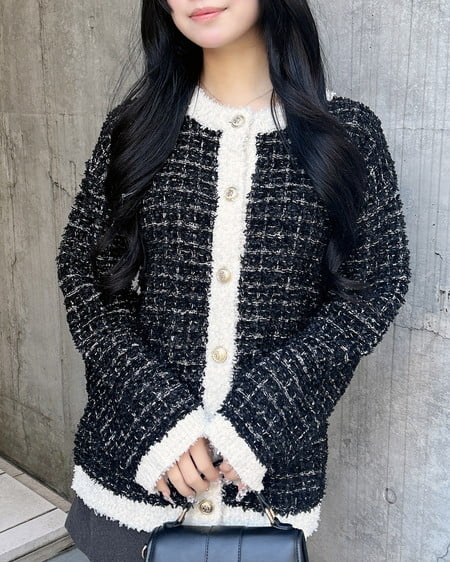 ラメツイードニットカーディガン