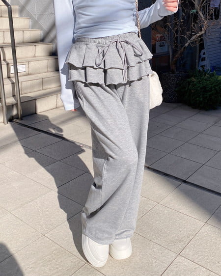 INGNI（イング） フリルスウェットパンツ ｸﾞﾚｰ