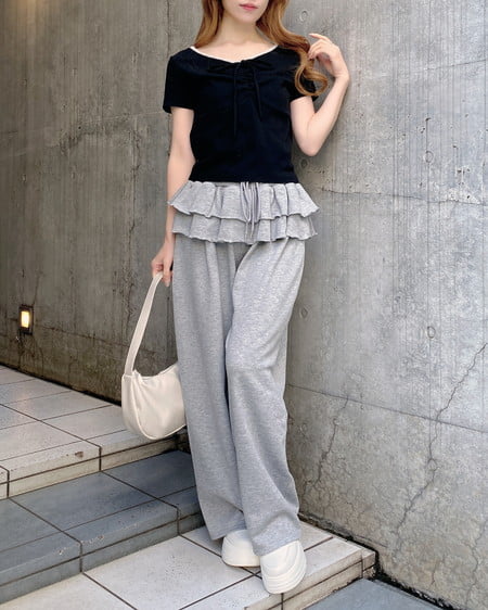 INGNI（イング） フリルスウェットパンツ ｸﾞﾚｰ