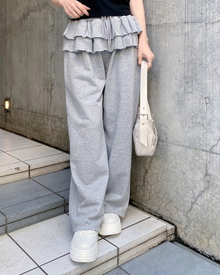 INGNI（イング） フリルスウェットパンツ ｸﾞﾚｰ