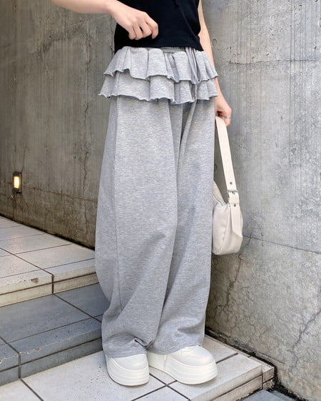 INGNI（イング） フリルスウェットパンツ ｸﾞﾚｰ