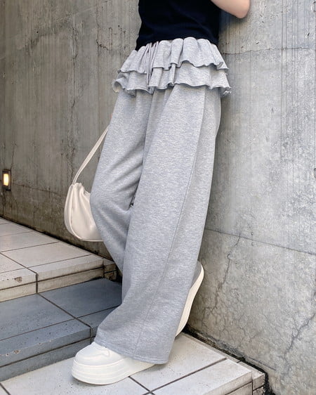 INGNI（イング） フリルスウェットパンツ ｸﾞﾚｰ