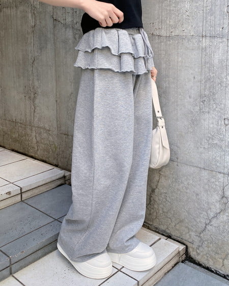 INGNI（イング） フリルスウェットパンツ ｸﾞﾚｰ