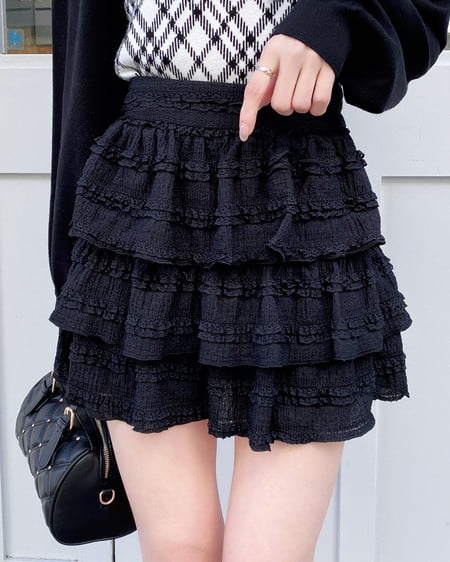 INGNI（イング） レースフリルスカパン ｸﾛ