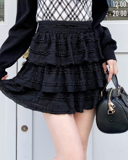 INGNI（イング） レースフリルスカパン ｸﾛ