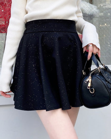 INGNI（イング） バックリボンラメフレアスカパン ｸﾛ