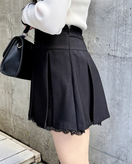 INGNI（イング） レースレイヤープリーツスカパン ｸﾛ