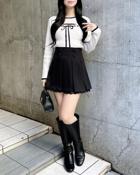 INGNI（イング） レースレイヤープリーツスカパン ｸﾛ